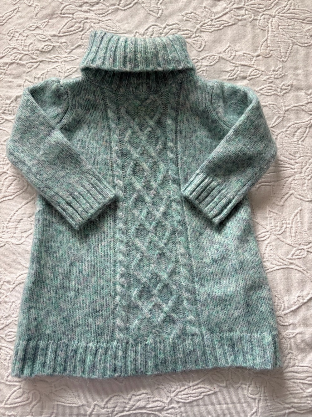 Janie and Jack 6-12m dress Soft Cable-Knit Turtleneck Sweater Dress in Mint